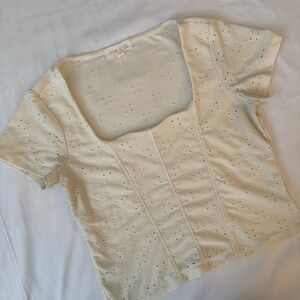 Pink Rose Ivory Eyelet Blouse